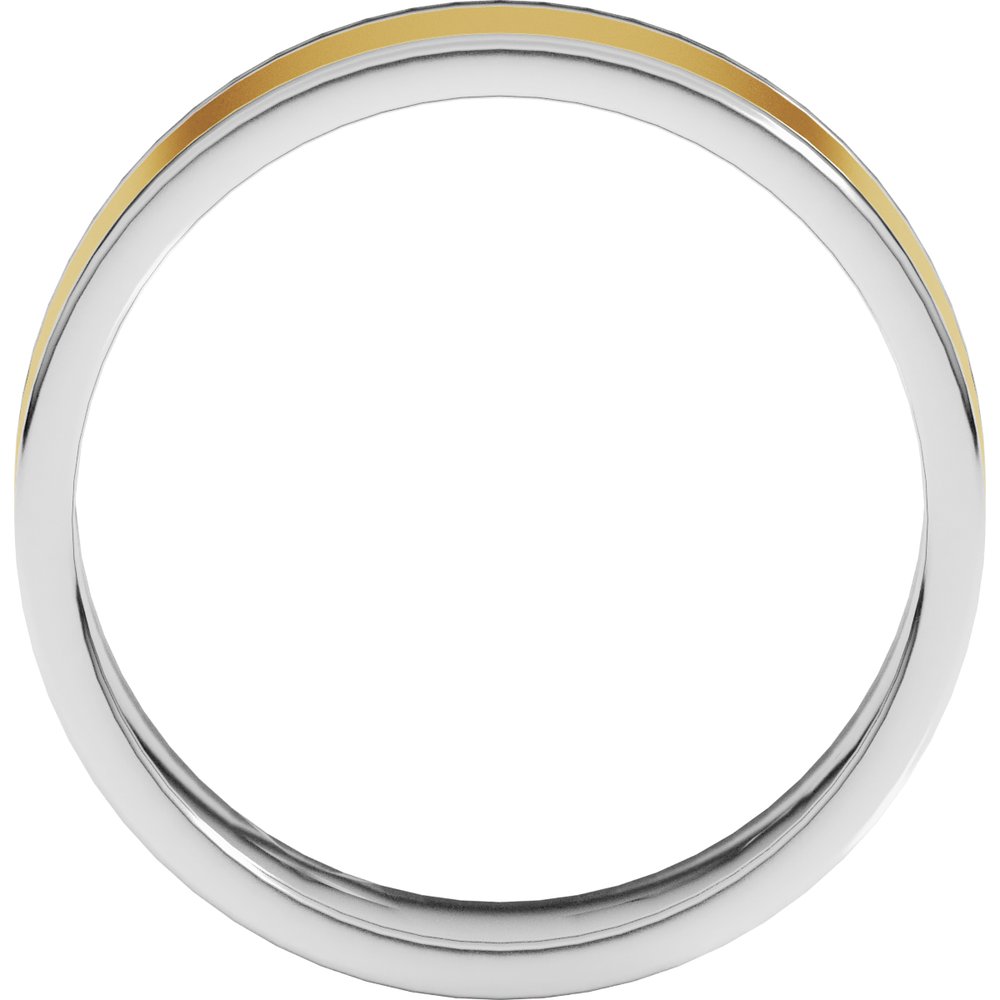14K White/Yellow 6 mm Stepped-Edge Inlay Flat Band Size 8