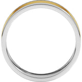 14K White/Yellow 6 mm Stepped-Edge Inlay Flat Band Size 8