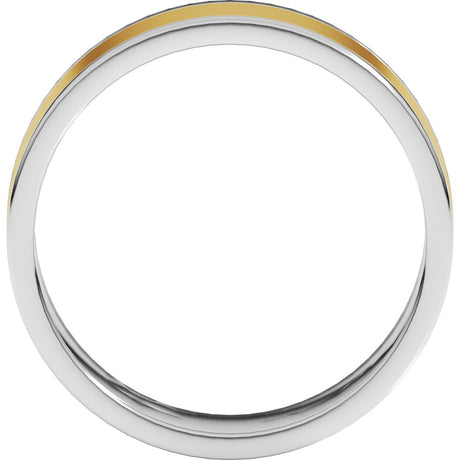 14K White/Yellow 6 mm Stepped-Edge Inlay Flat Band