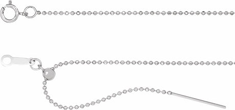 14K White Gold 1 mm Adjustable Threader Bead 16-22" Chain
