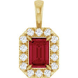 14K Yellow 6x4 mm Natural Ruby & 1/5 CTW Natural Diamond Halo-Style Pendant