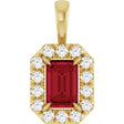 14K Yellow Gold 6x4 mm Natural Ruby & 1/5 CTW Natural Diamond Halo-Style Pendant