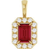 14K Yellow Gold 6x4 mm Natural Ruby & 1/5 CTW Natural Diamond Halo-Style Pendant