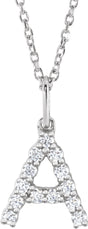 14K White 1/5 CTW Lab-Grown Diamond Initial A 16-18" Necklace 