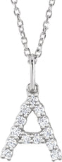 14K White Gold 1/5 CTW Lab-Grown Diamond Initial A 16-18" Necklace 