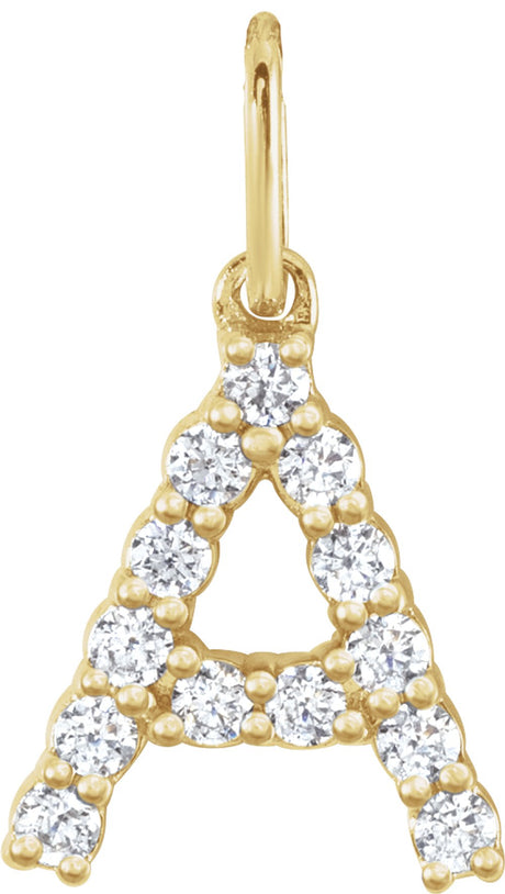 14K Yellow 1/5 CTW Lab-Grown Diamond Initial A Pendant