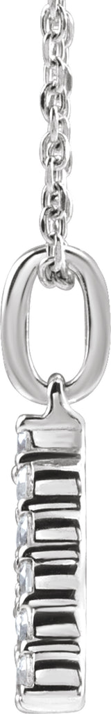 14K White Gold 1/5 CTW Lab-Grown Diamond Initial A 16-18" Necklace 