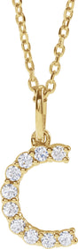 14K Yellow 1/6 CTW Lab-Grown Diamond Initial C 16-18" Necklace 