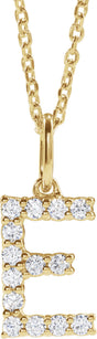 14K Yellow Gold 1/5 CTW Lab-Grown Diamond Initial E 16-18" Necklace 