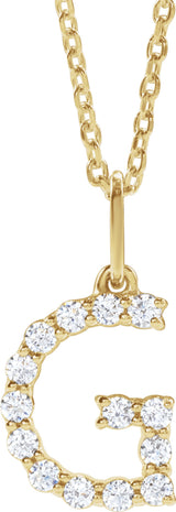 14K Yellow Gold 1/5 CTW Lab-Grown Diamond Initial G 16-18" Necklace 