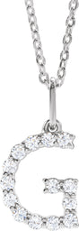 14K White 1/5 CTW Lab-Grown Diamond Initial G 16-18" Necklace 