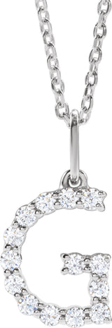 14K White Gold 1/5 CTW Lab-Grown Diamond Initial G 16-18" Necklace 