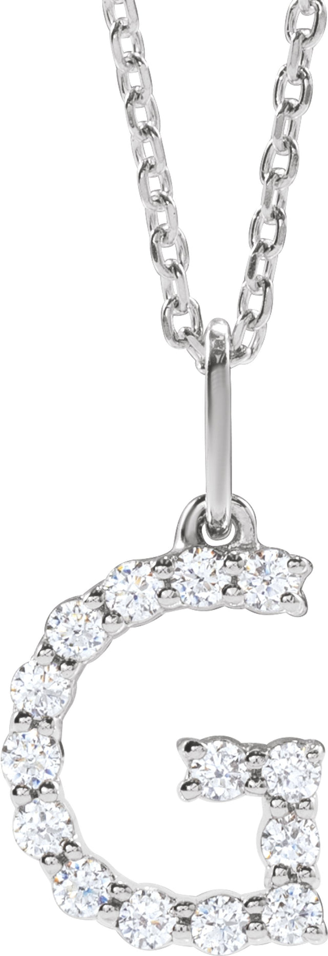14K White Gold 1/5 CTW Lab-Grown Diamond Initial G 16-18" Necklace 