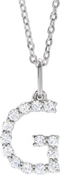 14K White Gold 1/5 CTW Lab-Grown Diamond Initial G 16-18" Necklace 