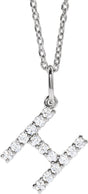 14K White Gold 1/5 CTW Lab-Grown Diamond Initial H 16-18" Necklace 