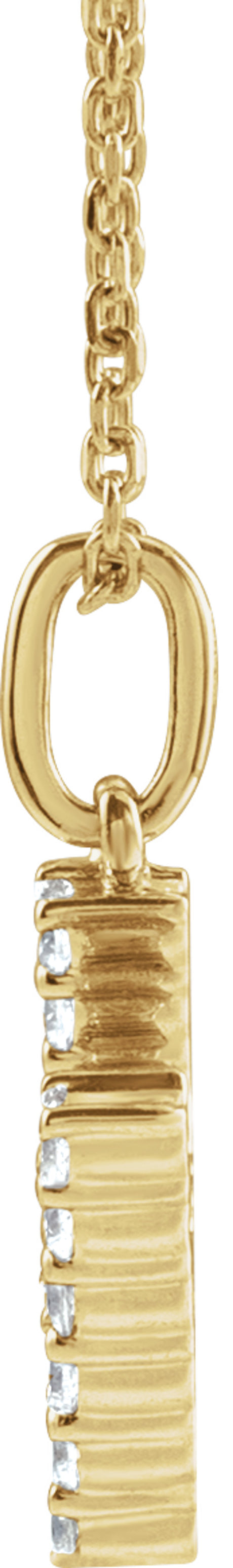 14K Yellow Gold 1/5 CTW Lab-Grown Diamond Initial H 16-18" Necklace 