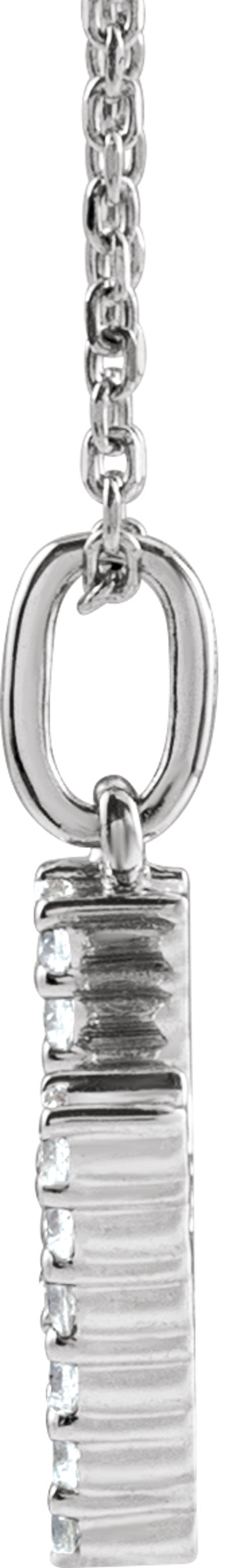 14K White Gold 1/5 CTW Lab-Grown Diamond Initial H 16-18" Necklace 