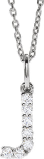14K White Gold 1/8 CTW Lab-Grown Diamond Initial J 16-18" Necklace 