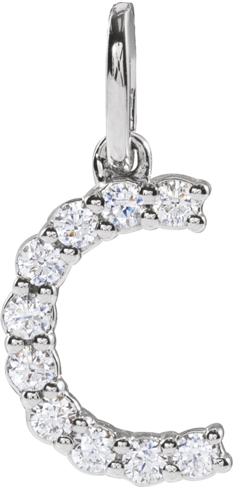 14K White 1/6 CTW Lab-Grown Diamond Initial C Pendant