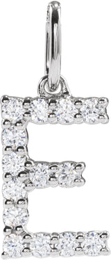 14K White 1/5 CTW Lab-Grown Diamond Initial E Pendant