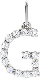 14K White 1/5 CTW Lab-Grown Diamond Initial G Pendant