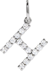 14K White 1/5 CTW Lab-Grown Diamond Initial H Pendant