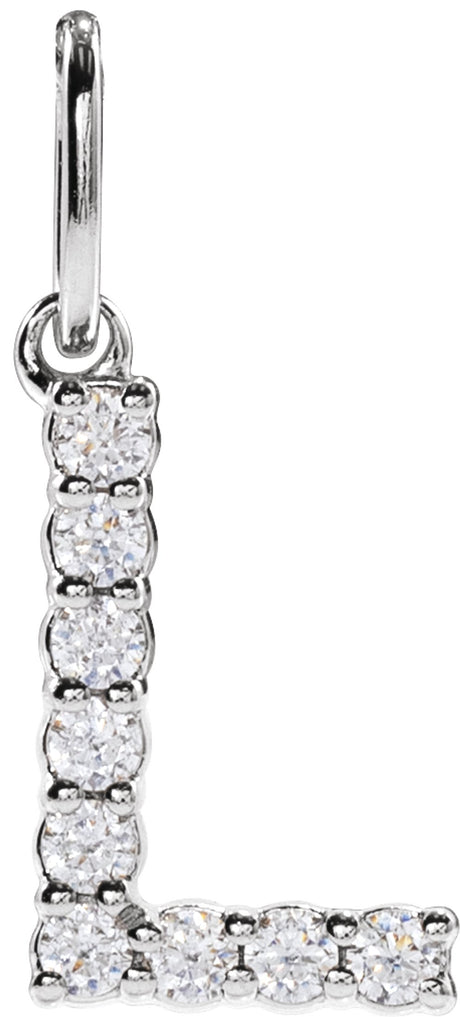 14K White Gold 1/8 CTW Lab-Grown Diamond Initial L Pendant