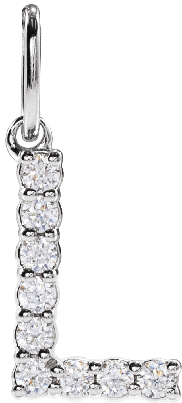 14K White Gold 1/8 CTW Lab-Grown Diamond Initial L Pendant