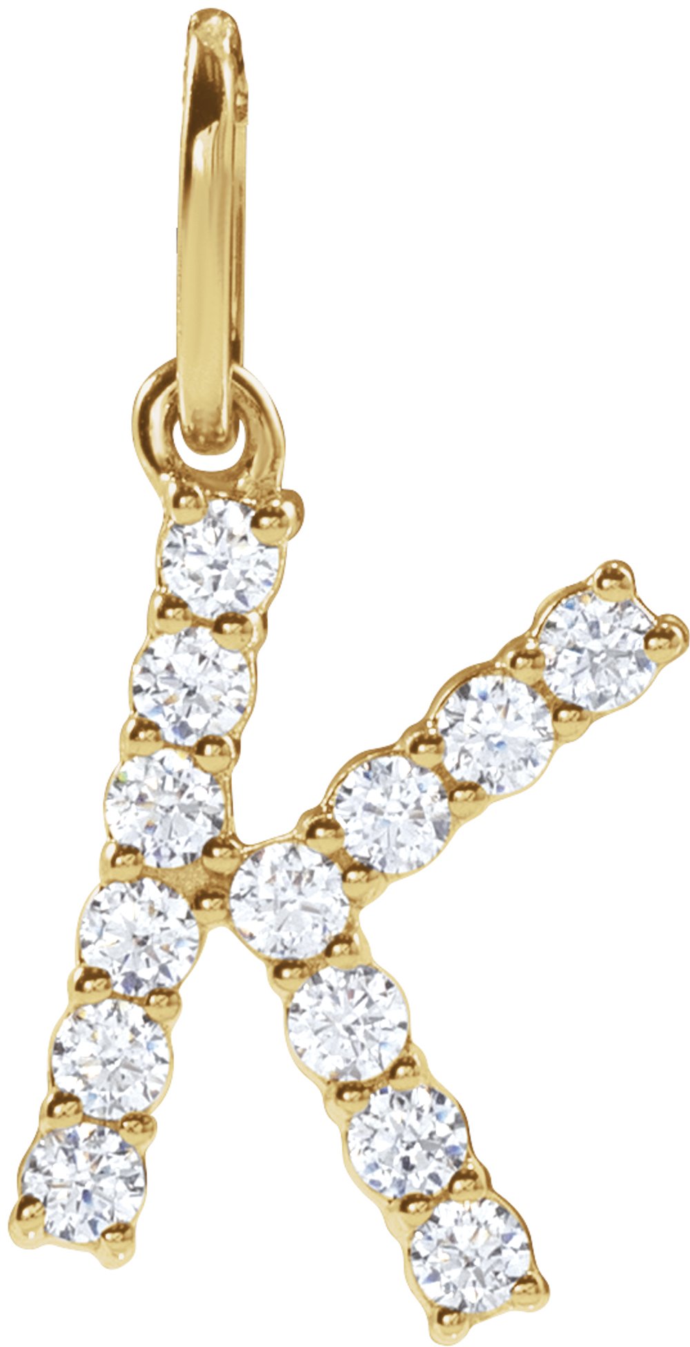 14K Yellow Gold 1/5 CTW Lab-Grown Diamond Initial K Pendant