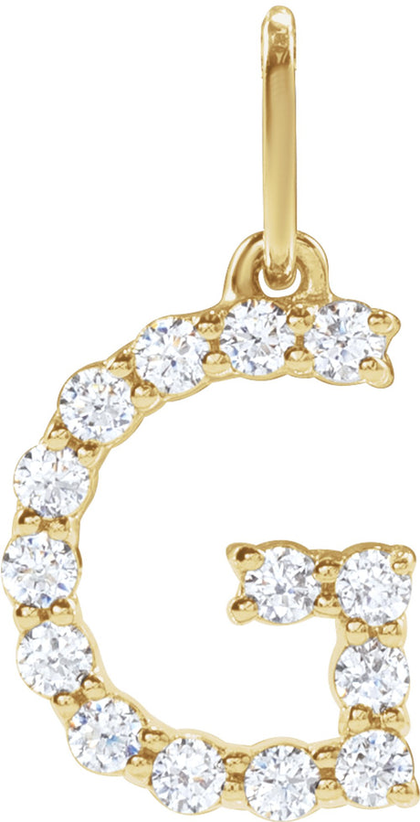 14K Yellow Gold 1/5 CTW Lab-Grown Diamond Initial G Pendant