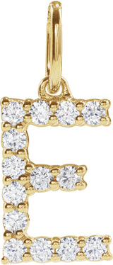 14K Yellow Gold 1/5 CTW Lab-Grown Diamond Initial E Pendant
