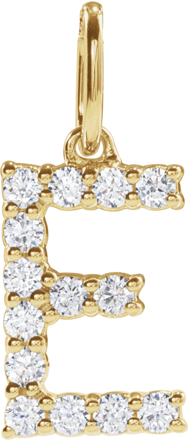 14K Yellow Gold 1/5 CTW Lab-Grown Diamond Initial E Pendant