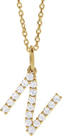 14K Yellow 1/4 CTW Lab-Grown Diamond Initial N 16-18" Necklace 