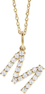 14K Yellow Gold 1/3 CTW Lab-Grown Diamond Initial M 16-18" Necklace 