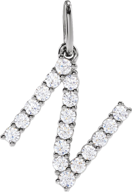 14K White 1/4 CTW Lab-Grown Diamond Initial N Pendant