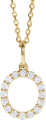 14K Yellow Gold 1/4 CTW Lab-Grown Diamond Initial O 16-18" Necklace 
