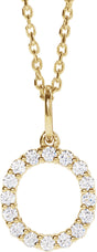 14K Yellow Gold 1/4 CTW Lab-Grown Diamond Initial O 16-18" Necklace 