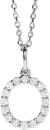 14K White Gold 1/4 CTW Lab-Grown Diamond Initial O 16-18" Necklace 