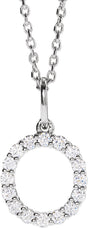 14K White Gold 1/4 CTW Lab-Grown Diamond Initial O 16-18" Necklace 
