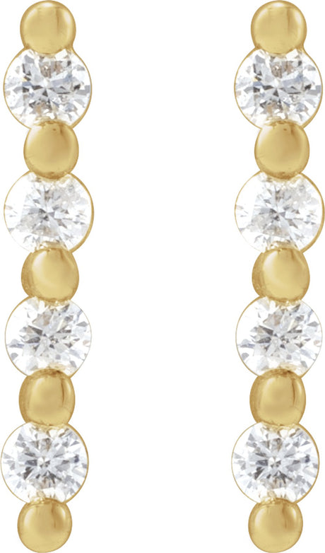 14K Yellow 1/10 CTW Natural Diamond Bar Earrings