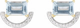 Rhodium-Plated 14K Yellow Natural Sky Blue Topaz & 3/4 CTW Natural Diamond Earrings