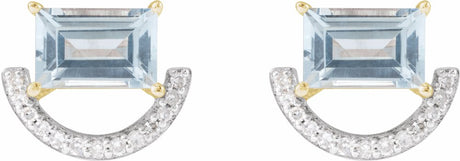 Rhodium-Plated 14K Yellow Natural Sky Blue Topaz & 3/4 CTW Natural Diamond Earrings