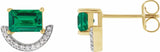 Rhodium-Plated 14K Yellow Imitation Emerald & 3/4 CTW Natural Diamond Earrings