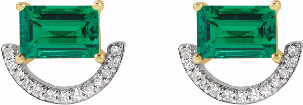 Rhodium-Plated 14K Yellow Imitation Emerald & 3/4 CTW Natural Diamond Earrings