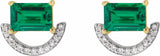 Rhodium-Plated 14K Yellow Imitation Emerald & 3/4 CTW Natural Diamond Earrings