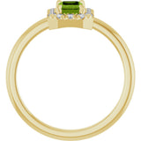 14K Yellow Natural Peridot & 1/5 CTW Natural Diamond French-Set Halo-Style Ring