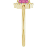 14K Yellow Natural Pink Tourmaline & 1/5 CTW Natural Diamond French-Set Halo-Style Ring