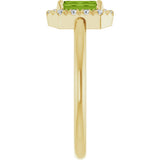 14K Yellow Natural Peridot & 1/5 CTW Natural Diamond French-Set Halo-Style Ring