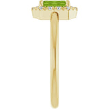 14K Yellow Natural Peridot & 1/5 CTW Natural Diamond French-Set Halo-Style Ring