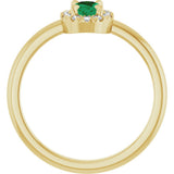 14K Yellow Gold Lab-Grown Emerald & 1/10 CTW Natural Diamond French-Set Halo-Style Ring